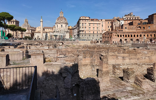 Old historical Imperial Forums in Rome at Italy