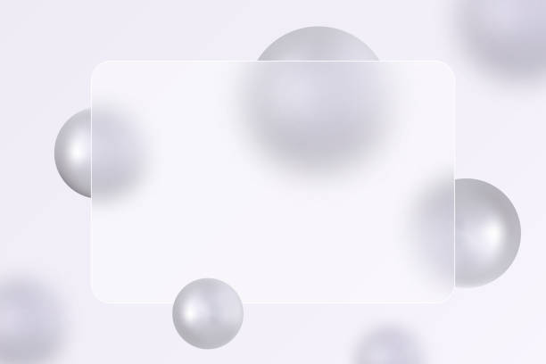 istock Horizontal transparent glass banner with glass overlay effect and 3D silver balls. Vector illustration in glass morphism style 1741013475