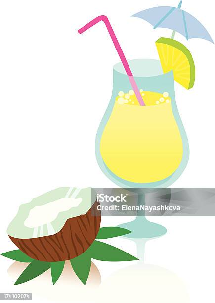 Smaczny Koktajl Pina Colada - Stockowe grafiki wektorowe i więcej obrazów Alkohol - napój - Alkohol - napój, Ananas, Bez ludzi