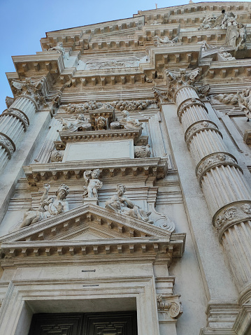 Facade of San Moise Church in Venice at Italy.