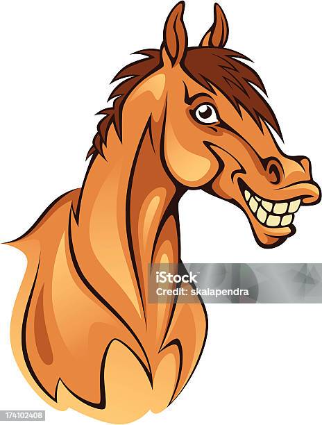 Забавная Голова Лошади — стоковая векторная графика и другие изображения на тему Лошадь - Лошадь, Антропоморфный смайлик, Белый