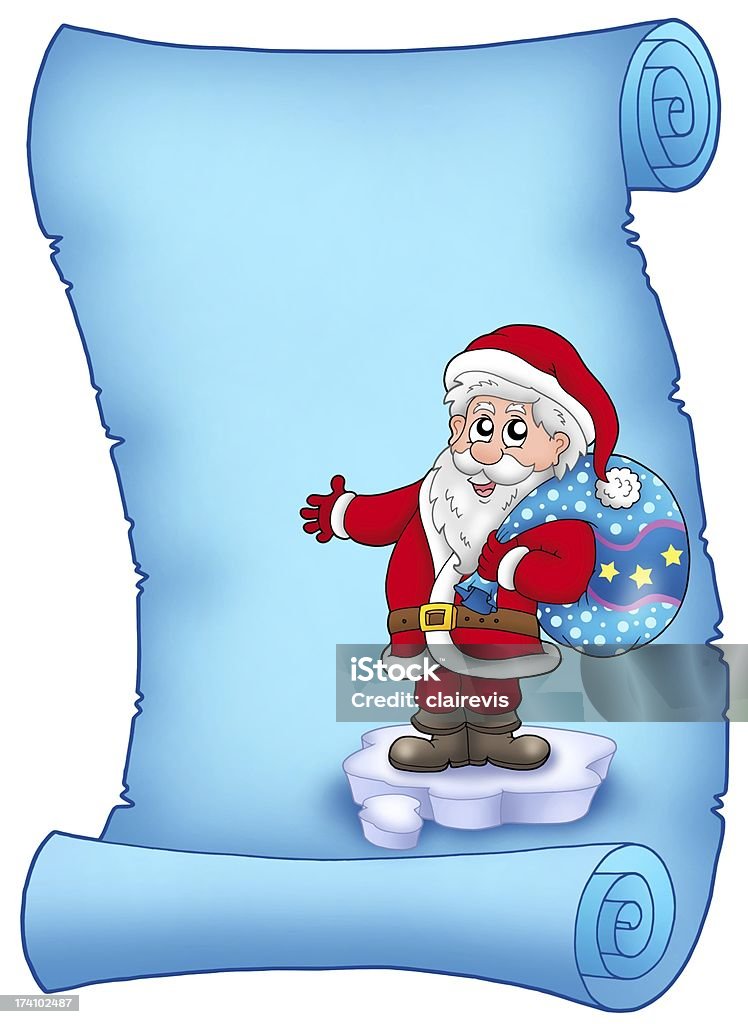 Azul pergamino con Santa Claus 3 - Foto de stock de Acontecimiento libre de derechos