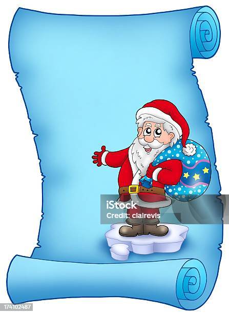 Azul Pergaminho Com Santa Claus 3 - Fotografias de stock e mais imagens de Adulto - Adulto, Arte, Arte e Artesanato - Arte visual