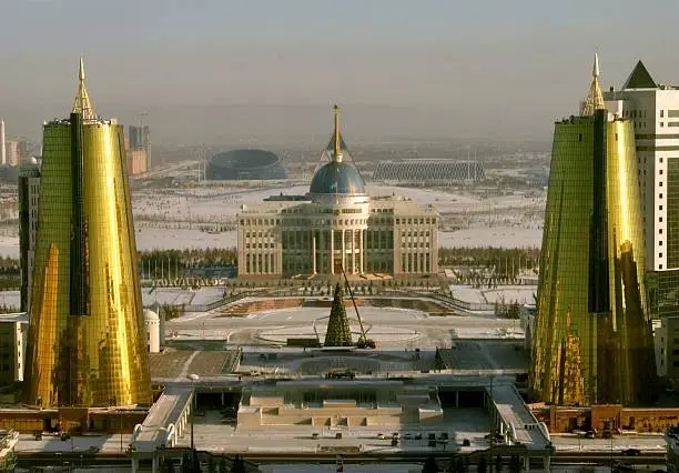 Modern urban cityscape with Presidential Palace in Astana Kazakhstan