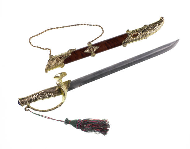 istock medieval golden saber isolated on white background 1741029592