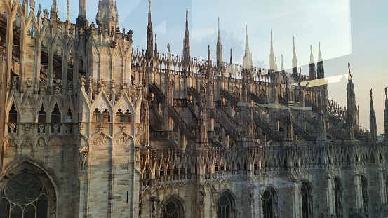 View of Duomo from the rooftop restaurant, Milan