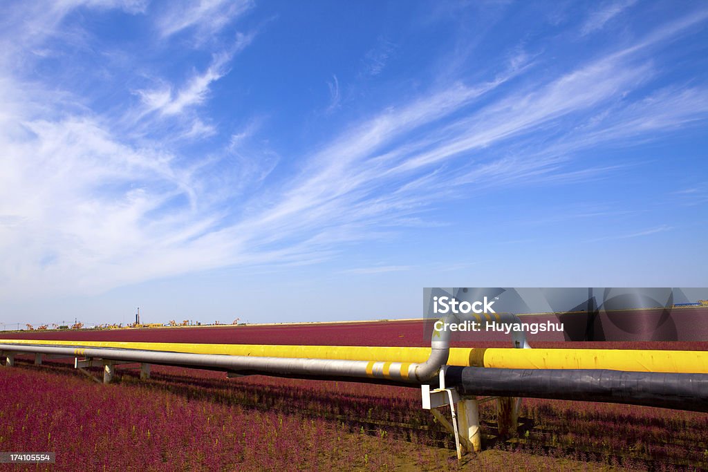 Raffineria di petrolio sistemi di tubazioni - Foto stock royalty-free di Acciaio