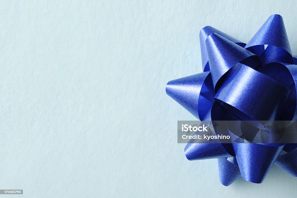 Geschenk-Box mit Blue-Ribbon - Lizenzfrei Ansicht aus erhöhter Perspektive Stock-Foto