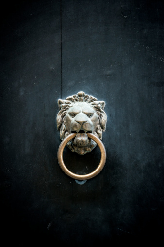 Lion door knocker.