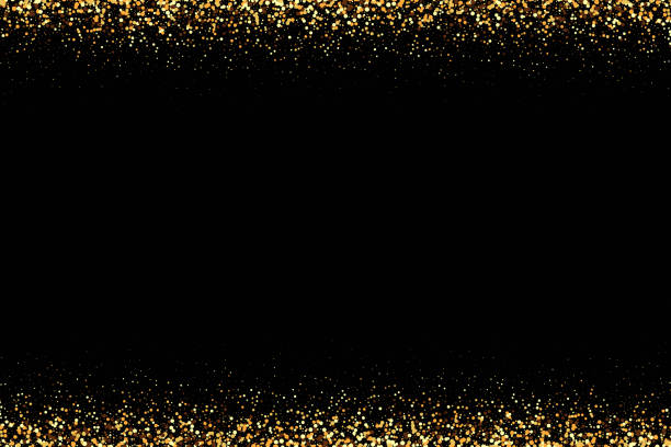 istock Black background with gold sparkles. Festive background for holiday design decoration. 1741060853