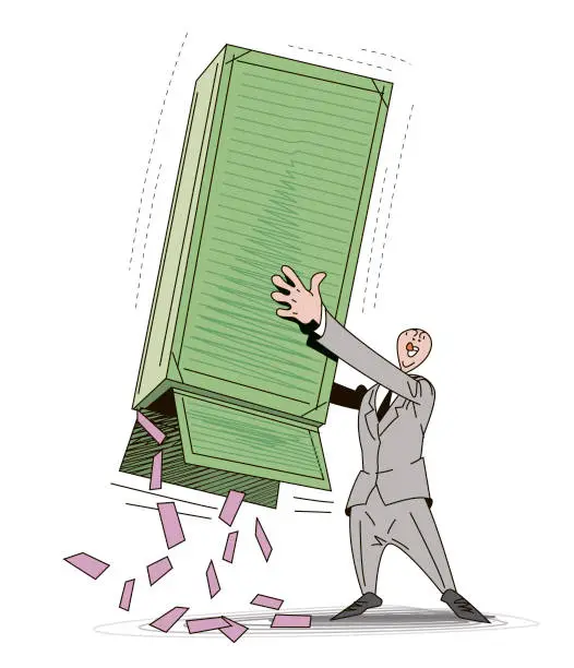 Vector illustration of businessman shakes the shipping container