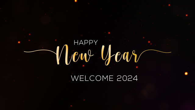 Happy New Year 2024 video animation with dynamic particles