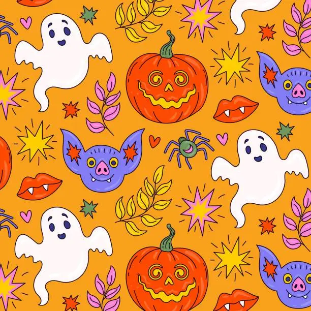 Vector illustration of hand drawn pattern halloween season design vector illustration