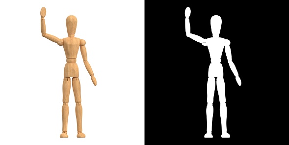 3D rendering illustration of a wooden mannequin for artists