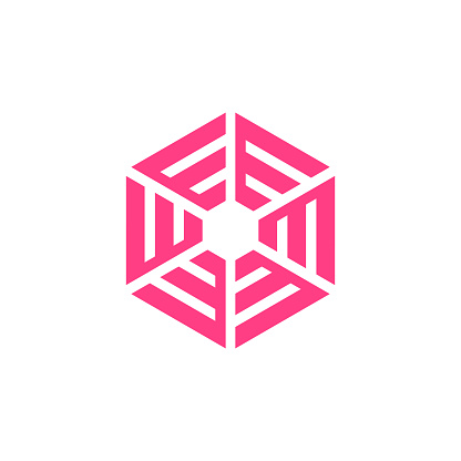 Letter E design element icon with hexagon concept idea