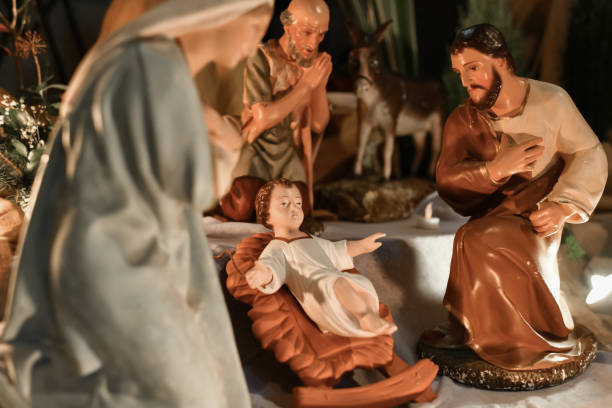 istock Christmas creche with Joseph Mary and Jesus 1741116984