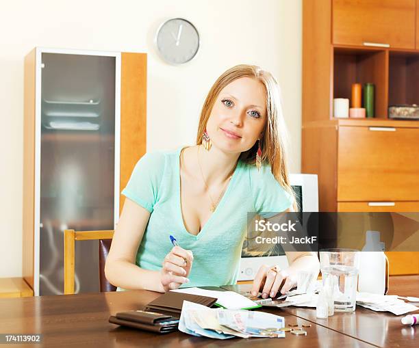 Longhaired Blonde Woman With Medications And Money Stock Photo - Download Image Now