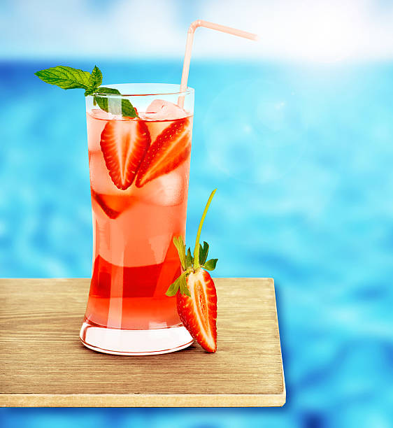 Strawberry juice on the poolside