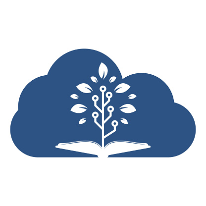 Tree Shape Tech Book And Tech Tree Cloud Shape Concept Logo Design Stock Illustration ...