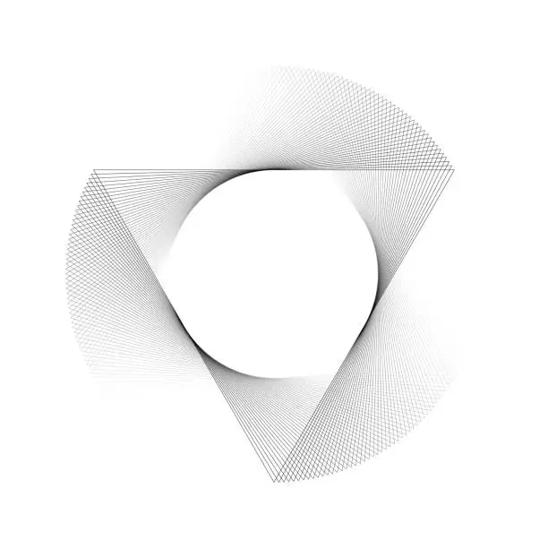 Vector illustration of Triangle rotating around its center and circular copy space, fading to white background