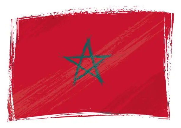 Vector illustration of Grunge painted Morocco flag