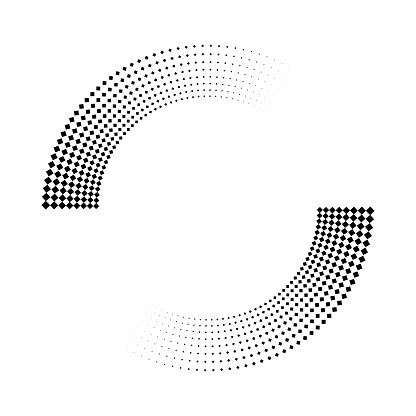 Two fading semi circle sections made of duotone dots