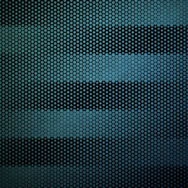 Turquoise sections of horizontal fading pattern of hexagon dots