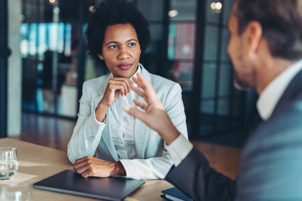 istock Businesswoman concentrated in a conversation 1741237136