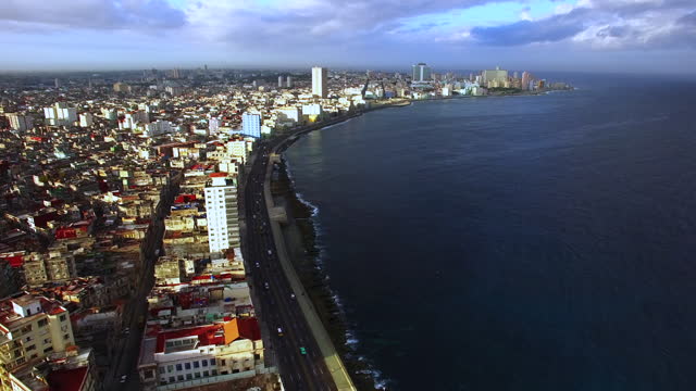 Havana cuba aerial views of Malecon and San Lazaro street