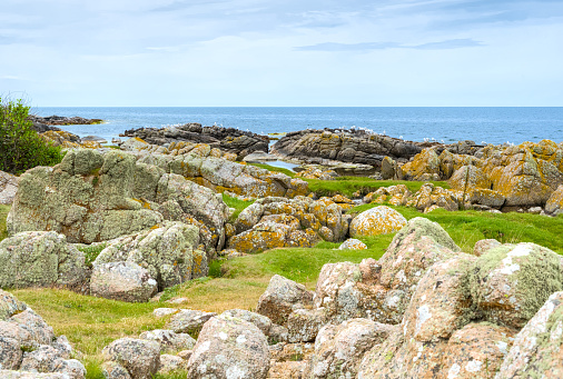 The northern coast of Bornholm, Danmark, with braiding in front of the shore