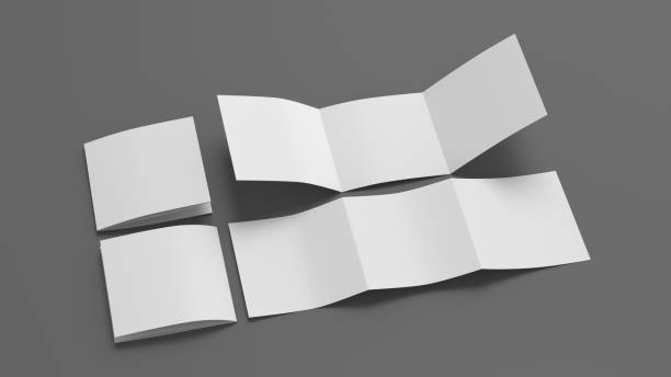 istock Square trifold roll brochure booklet mockup on gray background 1741281850