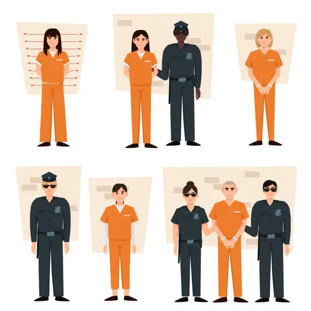 Vector illustration of Cartoon set of prison.