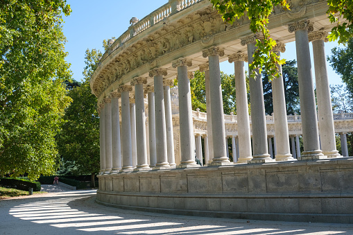 Monument to Alfonso XII, colonnade in the Retiro Park in Madrid.