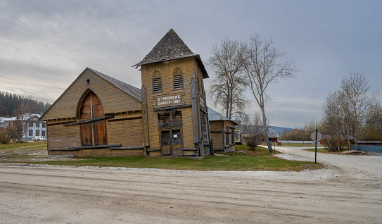 Ruin of the historic Saint Andrews Church in Dawson City, Yukon, Canada
