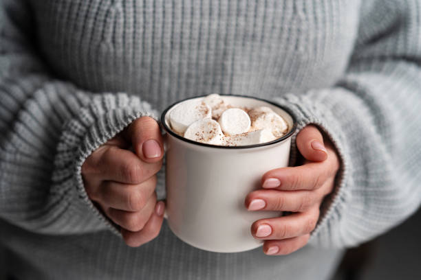 istock Woman holding tasty cocoa with marshmallow 1741384337