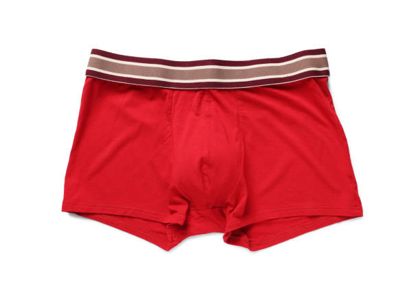 istock Comfortable red men's underwear isolated on white, top view 1741388721