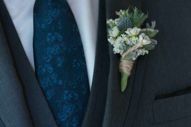 istock Blue tie and boutonniere 1741409094