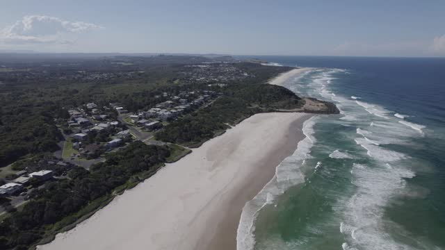 Scenic Seascape At Lighthouse Beach In NSW, Australia - aerial shot