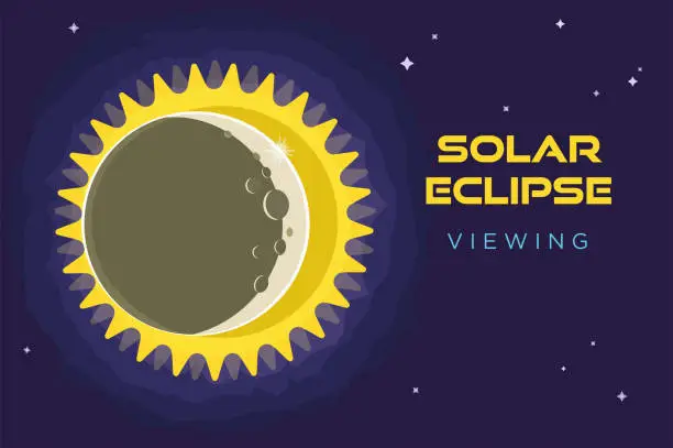 Vector illustration of Solar Eclipse, viewing, vector illustration