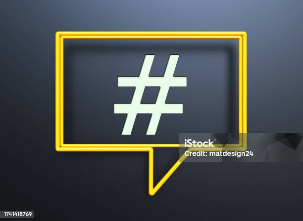 Hashtag Symbol Stock Photo - Download Image Now - Blogging, Yellow, Abstract