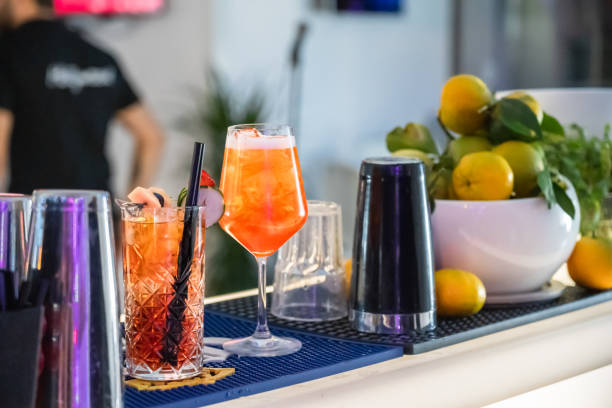 istock Assortment fresh cocktails on the bar counter. 1741430179