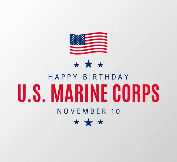 Vector illustration of United States Marine Corps Birthday card. Vector