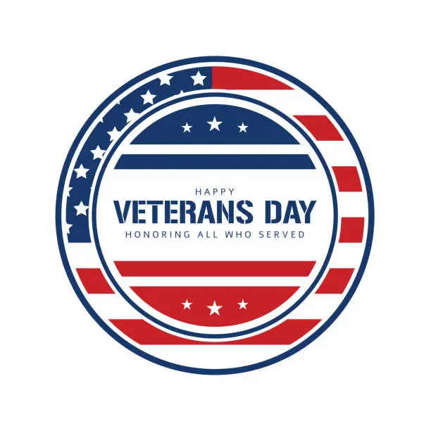 Vector illustration of Veterans Day badge, label. Vector