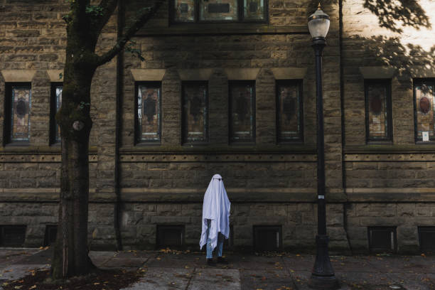 istock Ghost Outside of Old Brick Building 1741474698