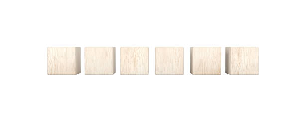 istock Six wooden blocks. Isolated on white background. 1741491033