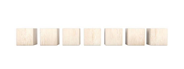 istock Seven wooden blocks. Isolated on white background. 1741491034