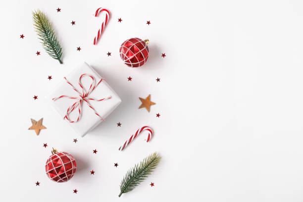 istock Christmas gift with decorations on white background 1741502503