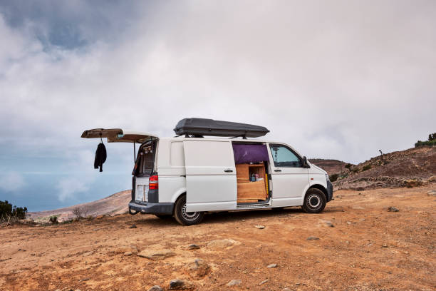 istock CARAVAN VAN PARKED ON TOP OF A MOUNTAIN 1741515235
