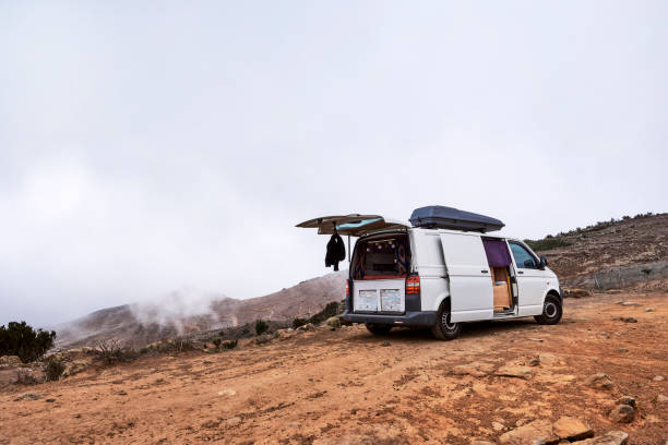 istock CARAVAN VAN PARKED ON TOP OF A MOUNTAIN 1741515759