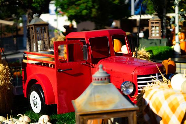 istock Red truck miniature for Halloween 1741518411